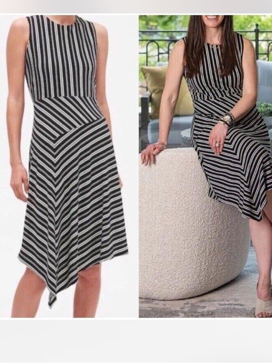Banana Republic Dresses & Skirts - Banana republic asymmetrical dress dark navy and white stripe